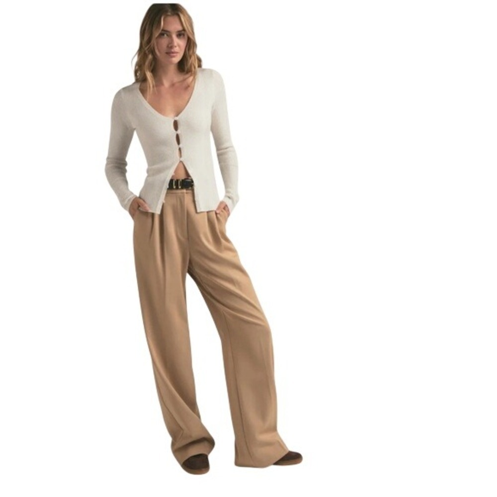 $218‎ Favorite Daughter The Favorite Pant Women Size 16 Beige High Rise Wide Leg